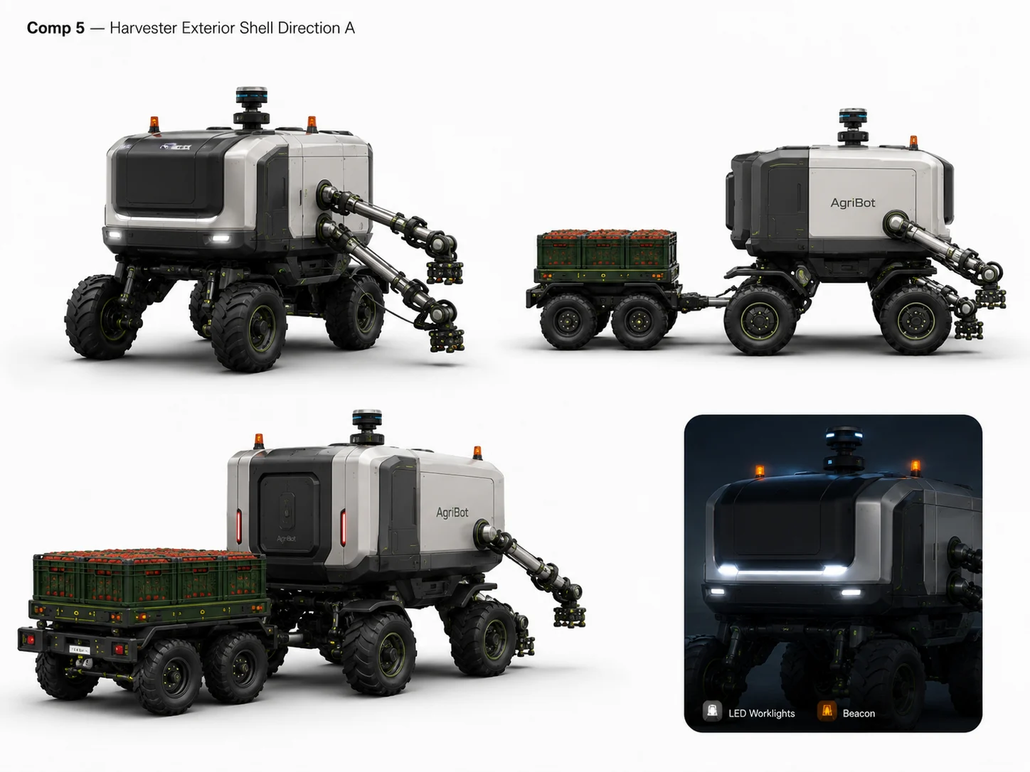 Harvester exterior shell direction A
